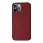 For iPhone 11 Pro Carbon Fiber Skin PU + PC + TPU Shockprof Protective Case (Red) - 1