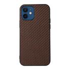 For iPhone 12 mini Carbon Fiber Skin PU + PC + TPU Shockprof Protective Case (Brown) - 1