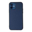 For iPhone 12 Carbon Fiber Skin PU + PC + TPU Shockprof Protective Case(Blue) - 1