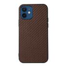 For iPhone 12 Carbon Fiber Skin PU + PC + TPU Shockprof Protective Case(Brown) - 1