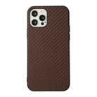 For iPhone 12 Pro Carbon Fiber Skin PU + PC + TPU Shockprof Protective Case(Brown) - 1