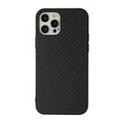 For iPhone 12 Pro Max Carbon Fiber Skin PU + PC + TPU Shockprof Protective Case(Black) - 1