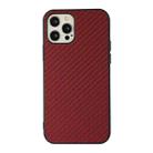 For iPhone 12 Pro Max Carbon Fiber Skin PU + PC + TPU Shockprof Protective Case(Red) - 1