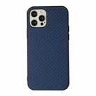 For iPhone 12 Pro Max Carbon Fiber Skin PU + PC + TPU Shockprof Protective Case(Blue) - 1