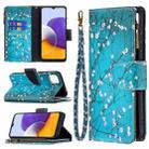 For Samsung Galaxy A22 5G Colored Drawing Pattern Zipper Horizontal Flip Leather Case with Holder & Card Slots & Wallet(Plum Blossom) - 1