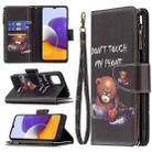 For Samsung Galaxy A22 5G Colored Drawing Pattern Zipper Horizontal Flip Leather Case with Holder & Card Slots & Wallet(Bear) - 1