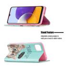 For Samsung Galaxy A22 5G Colored Drawing Pattern Invisible Magnetic Horizontal Flip PU Leather Case with Holder & Card Slots & Wallet(Cat) - 4