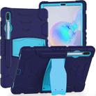 For Samsung Galaxy Tab S6 T860 3-Layer Protection  Screen Frame + PC + Silicone Shockproof Combination Case with Holder(NavyBlue+Blue) - 1