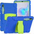 For Samsung Galaxy Tab S6 T860 3-Layer Protection  Screen Frame + PC + Silicone Shockproof Combination Case with Holder(Blue+Lime) - 1
