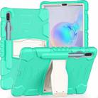 For Samsung Galaxy Tab S6 T860 3-Layer Protection  Screen Frame + PC + Silicone Shockproof Combination Case with Holder(Mint Green) - 1