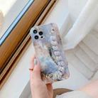 For iPhone 12 mini Agate Marble Pattern Protective Case With Bracelet (Blue) - 1