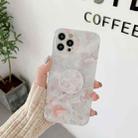 For iPhone 11 Agate Marble Pattern Protective Case With Holder (White) - 1