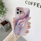 For iPhone 11 Pro Max Agate Marble Pattern Protective Case With Holder (Purple) - 1