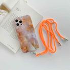 For iPhone 11 Pro Max Agate Marble Pattern Protective Case With Lanyard (Orange) - 1