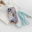 For iPhone 12 Pro Max Agate Marble Pattern Protective Case With Lanyard(Blue) - 1
