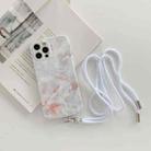 For iPhone 12 mini Agate Marble Pattern Protective Case With Lanyard (White) - 1