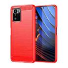 For Xiaomi Redmi Note 10 Pro 5G Brushed Texture Carbon Fiber TPU Case(Red) - 1