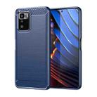 For Xiaomi Redmi Note 10 Pro 5G Brushed Texture Carbon Fiber TPU Case(Blue) - 1