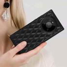 For Huawei Mate 40 Pro Elegant Rhombic Pattern Microfiber Leather +TPU Shockproof Case with Crossbody Strap Chain(Black) - 7