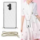 For Huawei Mate 20 Lite Elegant Rhombic Pattern Microfiber Leather +TPU Shockproof Case with Crossbody Strap Chain(White) - 1