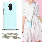 For Huawei Mate 20 Lite Elegant Rhombic Pattern Microfiber Leather +TPU Shockproof Case with Crossbody Strap Chain(Blue) - 1