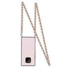 For Huawei Mate 20 Pro Elegant Rhombic Pattern Microfiber Leather +TPU Shockproof Case with Crossbody Strap Chain(Pink) - 2