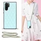 For Huawei P30 Pro Elegant Rhombic Pattern Microfiber Leather +TPU Shockproof Case with Crossbody Strap Chain(Blue) - 1