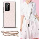 For Huawei P40 Pro Elegant Rhombic Pattern Microfiber Leather +TPU Shockproof Case with Crossbody Strap Chain(Pink) - 1