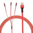 1.2m USB to 8 Pin + USB-C / Type-C + Micro USB 3 in 1 Nylon Braided Charging Cable(Red) - 1