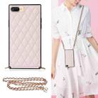 Elegant Rhombic Pattern Microfiber Leather +TPU Shockproof Case with Crossbody Strap Chain For iPhone 8 Plus / 7 Plus(Pink) - 1