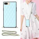 Elegant Rhombic Pattern Microfiber Leather +TPU Shockproof Case with Crossbody Strap Chain For iPhone 8 Plus / 7 Plus(Blue) - 1