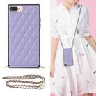 Elegant Rhombic Pattern Microfiber Leather +TPU Shockproof Case with Crossbody Strap Chain For iPhone 8 Plus / 7 Plus(Purple) - 1