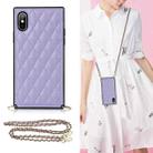 For iPhone X / XS Elegant Rhombic Pattern Microfiber Leather +TPU Shockproof Case with Crossbody Strap Chain(Purple) - 1