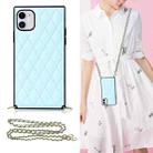 For iPhone 11 Elegant Rhombic Pattern Microfiber Leather +TPU Shockproof Case with Crossbody Strap Chain (Blue) - 1