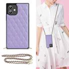 For iPhone 12 mini Elegant Rhombic Pattern Microfiber Leather +TPU Shockproof Case with Crossbody Strap Chain (Purple) - 1