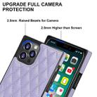 For iPhone 12 / 12 Pro Elegant Rhombic Pattern Microfiber Leather +TPU Shockproof Case with Crossbody Strap Chain(Purple) - 6
