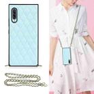 For Samsung Galaxy A90 5G Elegant Rhombic Pattern Microfiber Leather +TPU Shockproof Case with Crossbody Strap Chain(Blue) - 1