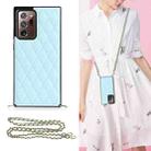 For Samsung Galaxy Note20 Ultra Elegant Rhombic Pattern Microfiber Leather +TPU Shockproof Case with Crossbody Strap Chain(Blue) - 1