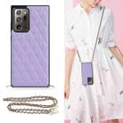 For Samsung Galaxy Note20 Ultra Elegant Rhombic Pattern Microfiber Leather +TPU Shockproof Case with Crossbody Strap Chain(Purple) - 1