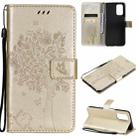 For OPPO A93 5G / A74 5G Tree & Cat Pattern Pressed Printing Horizontal Flip PU Leather Case with Holder & Card Slots & Wallet & Lanyard(Gold) - 1