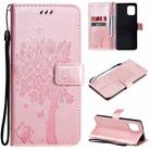For OPPO Find X3 / X3 Pro Tree & Cat Pattern Pressed Printing Horizontal Flip PU Leather Case with Holder & Card Slots & Wallet & Lanyard(Rose Gold) - 1