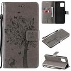 For OPPO Find X3 / X3 Pro Tree & Cat Pattern Pressed Printing Horizontal Flip PU Leather Case with Holder & Card Slots & Wallet & Lanyard(Gray) - 1