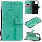 For OPPO Realme 8 4G / Realme 8 Pro 4G Tree & Cat Pattern Pressed Printing Horizontal Flip PU Leather Case with Holder & Card Slots & Wallet & Lanyard(Green) - 1