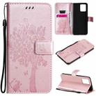 For OPPO Realme 8 4G / Realme 8 Pro 4G Tree & Cat Pattern Pressed Printing Horizontal Flip PU Leather Case with Holder & Card Slots & Wallet & Lanyard(Rose Gold) - 1