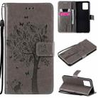 For OPPO Realme 8 4G / Realme 8 Pro 4G Tree & Cat Pattern Pressed Printing Horizontal Flip PU Leather Case with Holder & Card Slots & Wallet & Lanyard(Gray) - 1