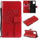 For OPPO Realme 8 4G / Realme 8 Pro 4G Tree & Cat Pattern Pressed Printing Horizontal Flip PU Leather Case with Holder & Card Slots & Wallet & Lanyard(Red) - 1