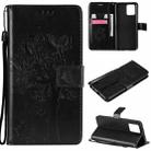 For OPPO Realme 8 4G / Realme 8 Pro 4G Tree & Cat Pattern Pressed Printing Horizontal Flip PU Leather Case with Holder & Card Slots & Wallet & Lanyard(Black) - 1