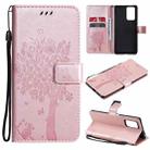 For Xiaomi Redmi Note 10 Pro Tree & Cat Pattern Pressed Printing Horizontal Flip PU Leather Case with Holder & Card Slots & Wallet & Lanyard(Rose Gold) - 1