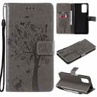 For Xiaomi Redmi Note 10 Pro Tree & Cat Pattern Pressed Printing Horizontal Flip PU Leather Case with Holder & Card Slots & Wallet & Lanyard(Gray) - 1