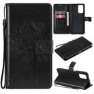 For Xiaomi Redmi Note 10 Pro Tree & Cat Pattern Pressed Printing Horizontal Flip PU Leather Case with Holder & Card Slots & Wallet & Lanyard(Black) - 1